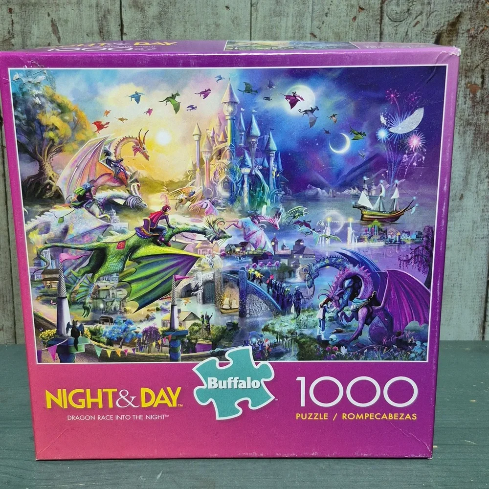 Buffalo David Bitton Night & Day Puzzle Trio - Pink, Blue, Green - Picture 2 of 4